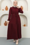 Fitilli Burgu Tünelli Elbise Bordo 2322 Fitilli Burgu Tünelli Elbise Bordo 2322