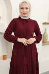 Fitilli Burgu Tünelli Elbise Bordo 2322 Fitilli Burgu Tünelli Elbise Bordo 2322