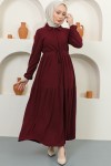 Fitilli Burgu Tünelli Elbise Bordo 2322 Fitilli Burgu Tünelli Elbise Bordo 2322