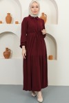 Fitilli Burgu Tünelli Elbise Bordo 2322 Fitilli Burgu Tünelli Elbise Bordo 2322