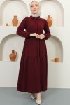 Fitilli Burgu Tünelli Elbise Bordo 2322 Fitilli Burgu Tünelli Elbise Bordo 2322
