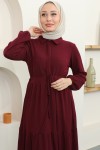 Fitilli Burgu Tünelli Elbise Bordo 2322 Fitilli Burgu Tünelli Elbise Bordo 2322