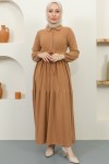 Fitilli Burgu Tünelli Elbise Camel 2322 Fitilli Burgu Tünelli Elbise Camel 2322