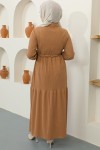 Fitilli Burgu Tünelli Elbise Camel 2322 Fitilli Burgu Tünelli Elbise Camel 2322