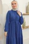  Fitilli Burgu Tünelli Elbise İndigo 2322