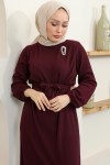 Burgu Broşlu Elbise Bordo 2218 Burgu Broşlu Elbise Bordo 2218
