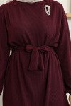 Burgu Broşlu Elbise Bordo 2218 Burgu Broşlu Elbise Bordo 2218