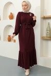 Burgu Broşlu Elbise Bordo 2218 Burgu Broşlu Elbise Bordo 2218