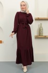 Burgu Broşlu Elbise Bordo 2218 Burgu Broşlu Elbise Bordo 2218
