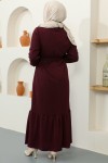 Burgu Broşlu Elbise Bordo 2218 Burgu Broşlu Elbise Bordo 2218