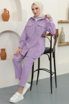 Ceket Pantolon Tesettür İkili Kot Takım Lila 8175 Ceket Pantolon Tesettür İkili Kot Takım Lila 8175
