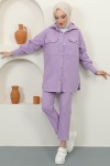 Ceket Pantolon Tesettür İkili Kot Takım Lila 8175 Ceket Pantolon Tesettür İkili Kot Takım Lila 8175