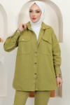 Ceket Pantolon Tesettür İkili Kot Takım Yağ Yeşili 8175 Ceket Pantolon Tesettür İkili Kot Takım Yağ Yeşili 8175