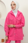  Püsküllü  Ceket Pantalon İkili Takım Pembe 5718