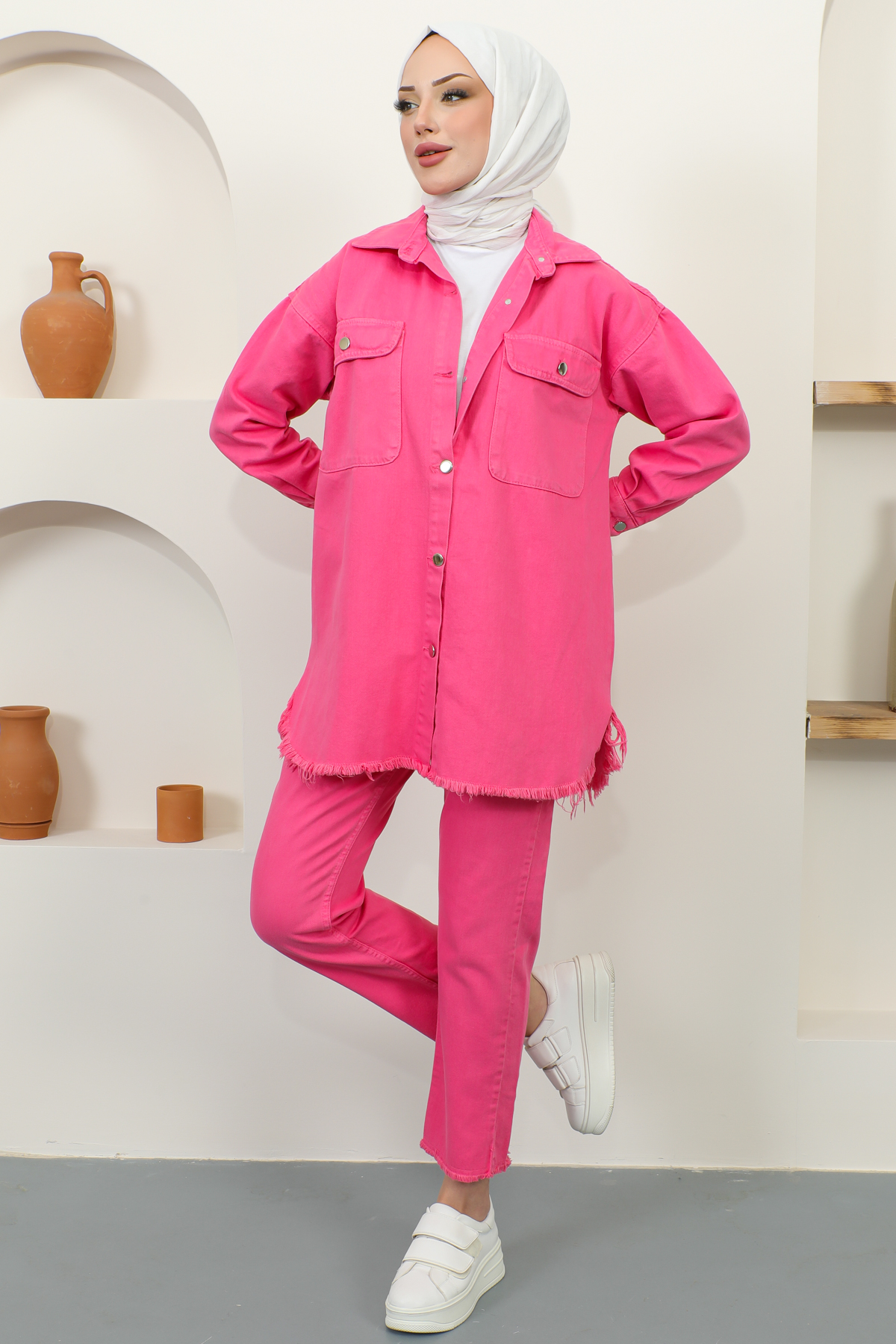Püsküllü Ceket Pantalon İkili Takım Pembe 5718 Püsküllü Ceket Pantalon İkili Takım Pembe 5718