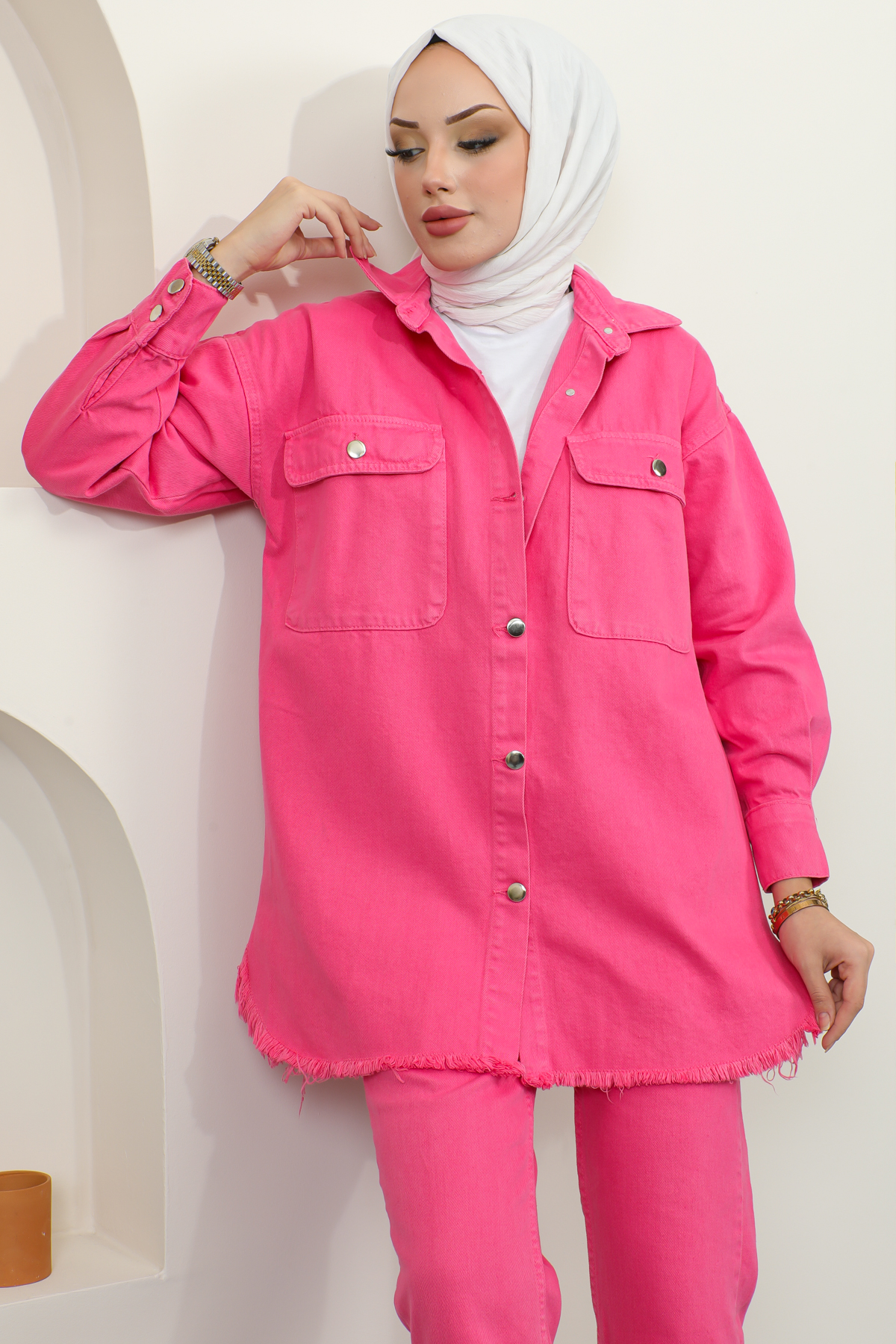 Püsküllü Ceket Pantalon İkili Takım Pembe 5718 Püsküllü Ceket Pantalon İkili Takım Pembe 5718