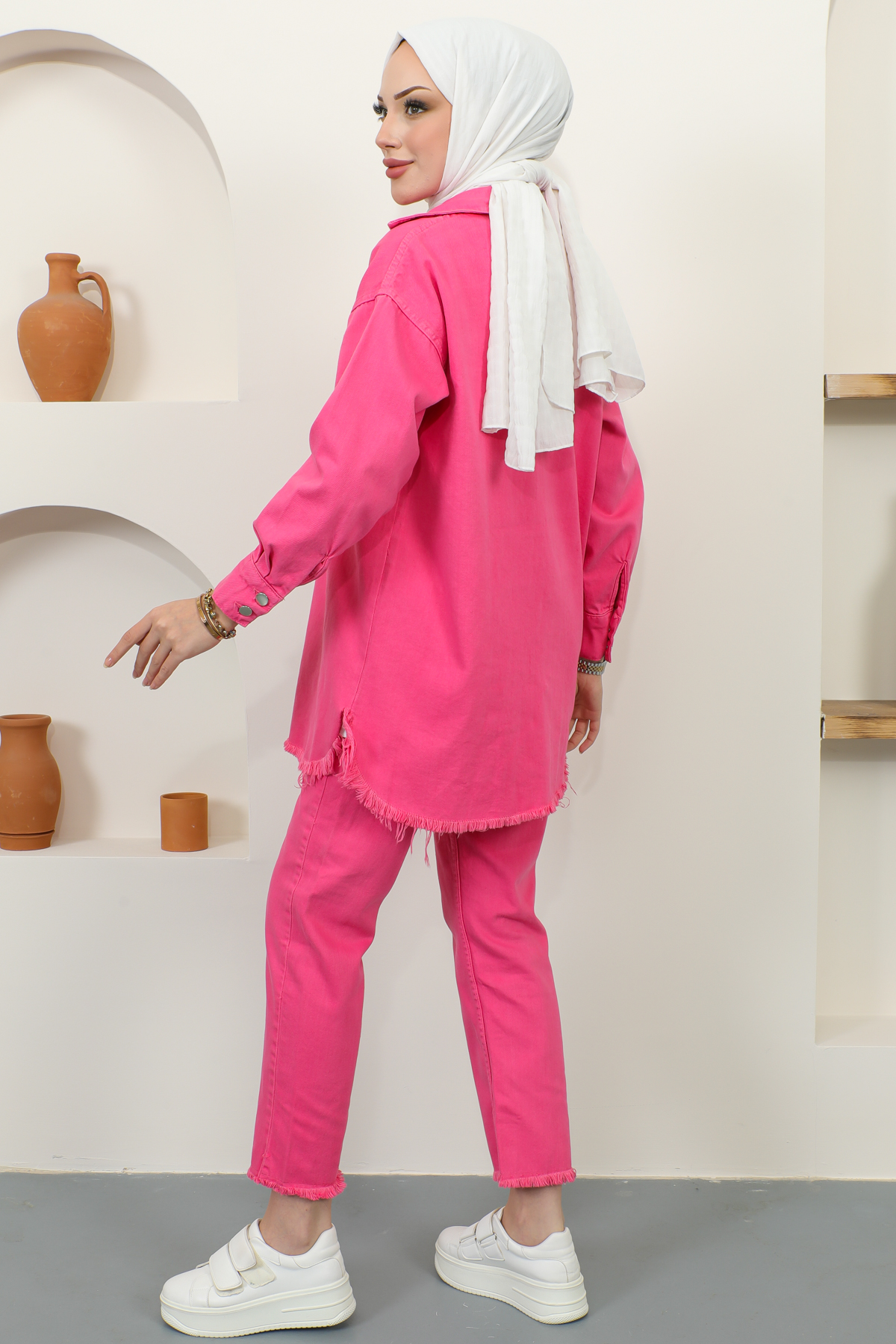 Püsküllü Ceket Pantalon İkili Takım Pembe 5718 Püsküllü Ceket Pantalon İkili Takım Pembe 5718