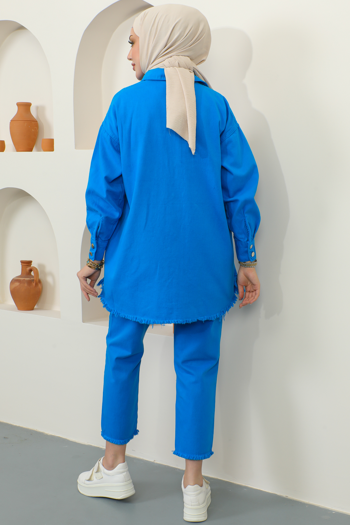 Püsküllü Ceket Pantalon İkili Takım Saks Mavisi 5718 Püsküllü Ceket Pantalon İkili Takım Saks Mavisi 5718