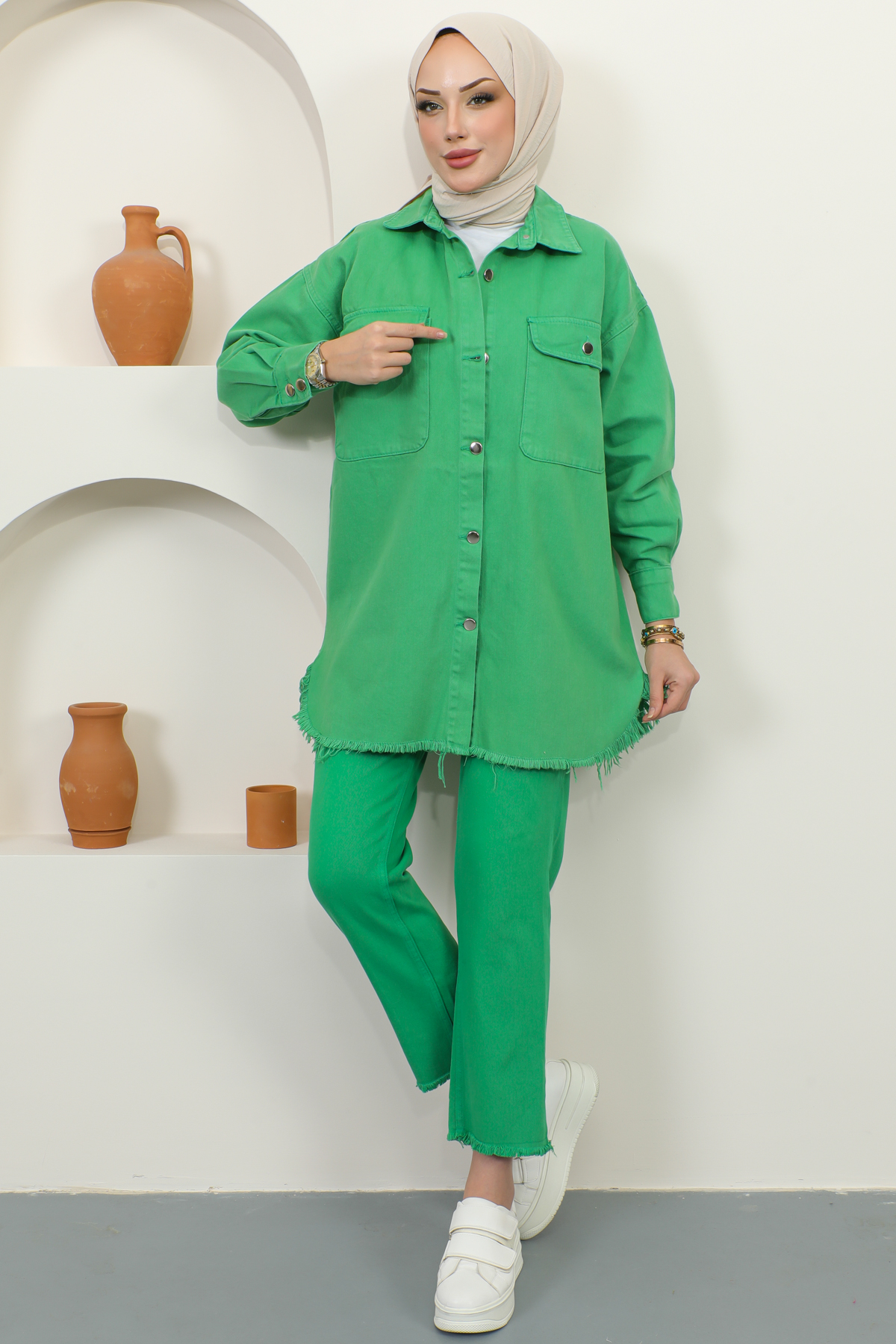 Püsküllü Ceket Pantalon İkili Takım Yeşil 5718 Püsküllü Ceket Pantalon İkili Takım Yeşil 5718