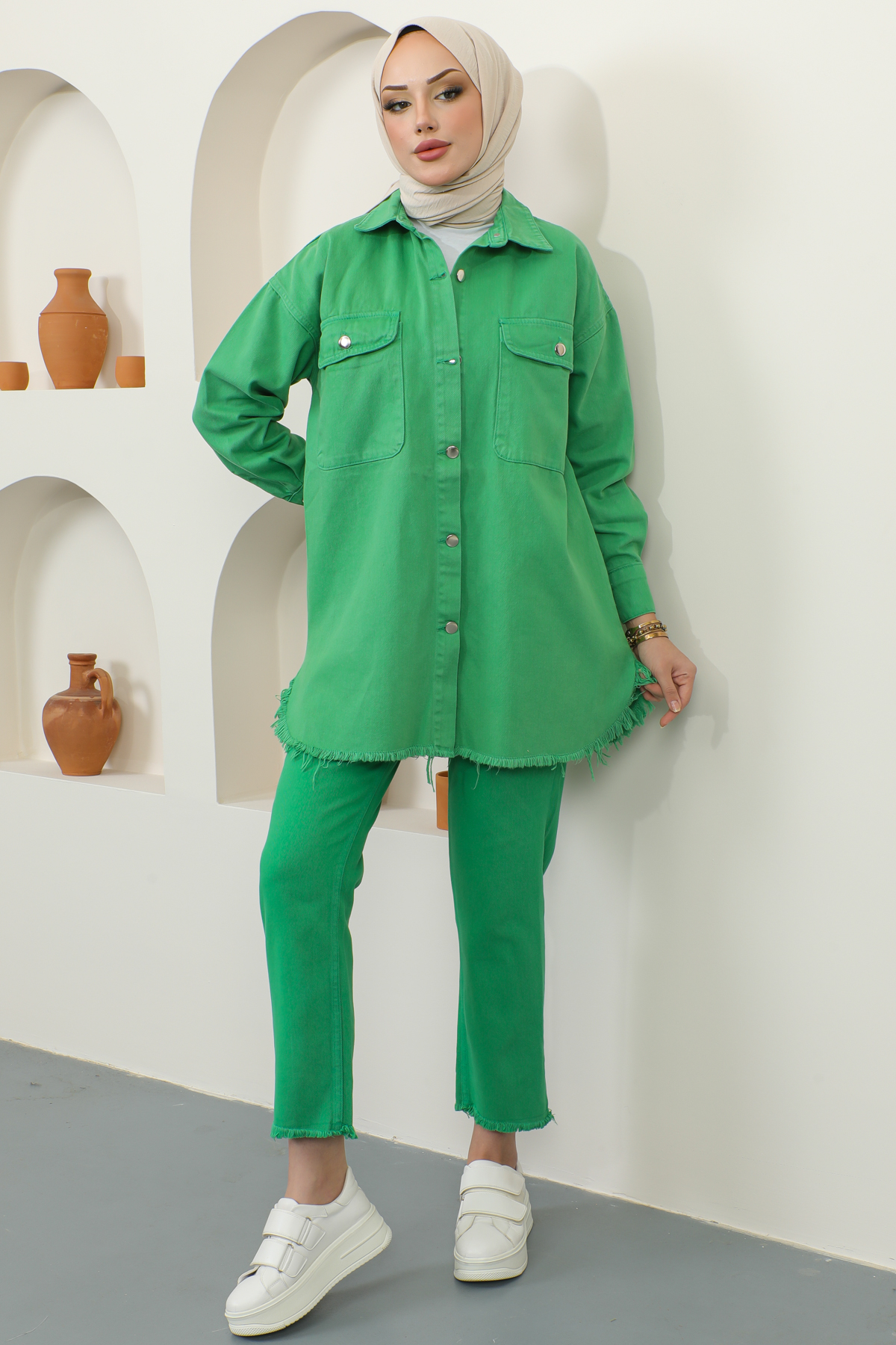 Püsküllü Ceket Pantalon İkili Takım Yeşil 5718 Püsküllü Ceket Pantalon İkili Takım Yeşil 5718