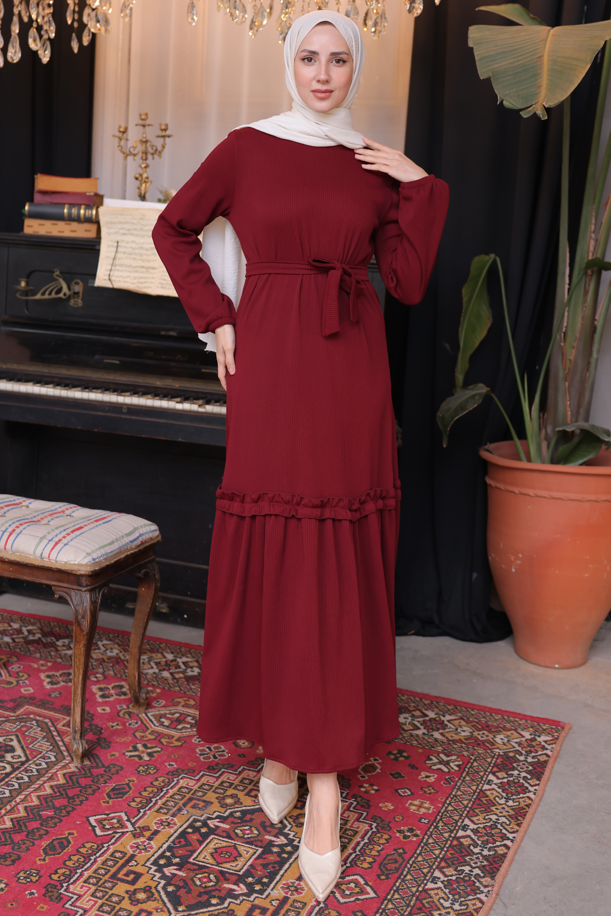 Fitilli Elbise Bordo 12004 Fitilli Elbise Bordo 12004