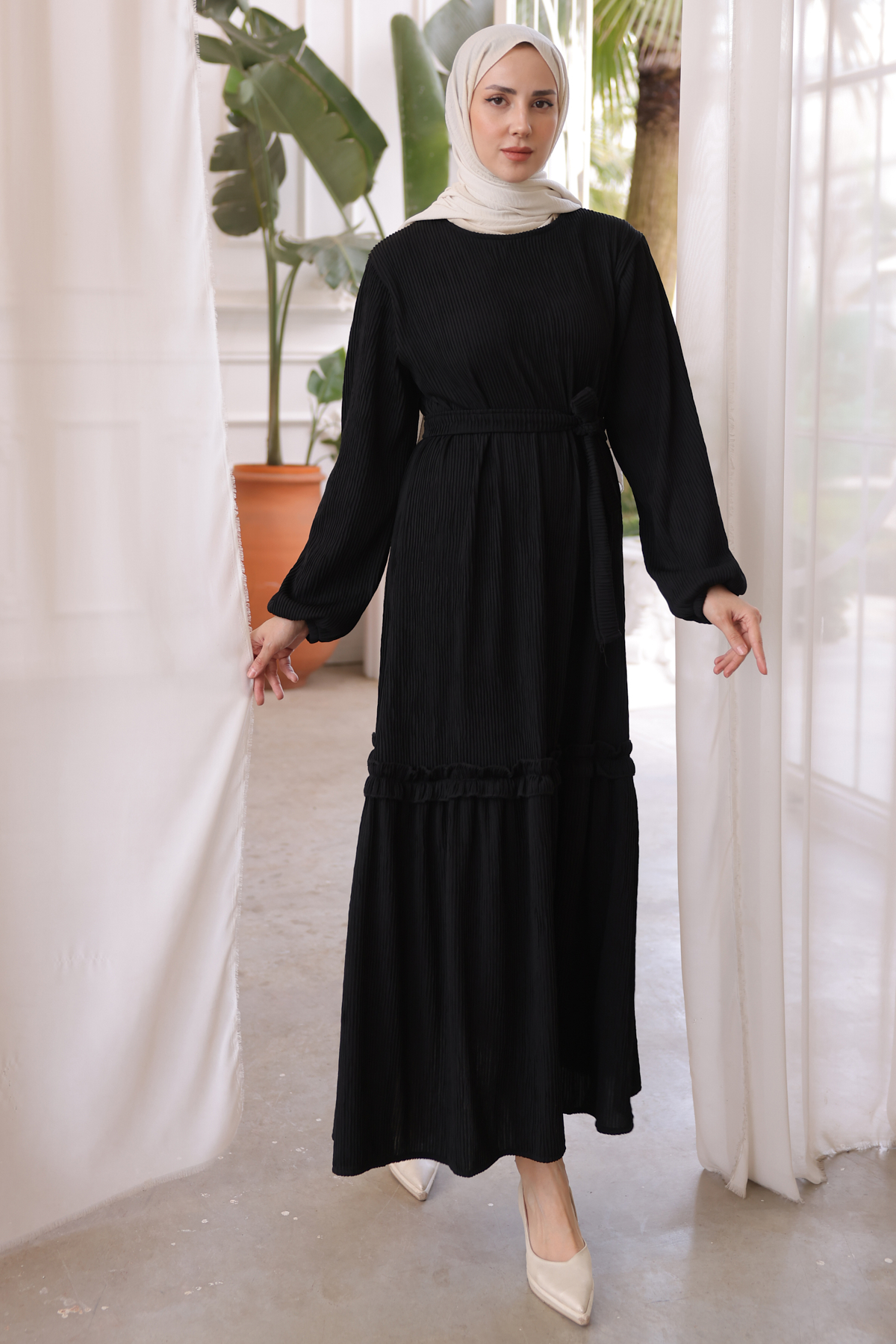 Fitilli Elbise Siyah 12004 Fitilli Elbise Siyah 12004