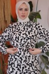 Desenli Elbise Ekru 12005 Desenli Elbise Ekru 12005