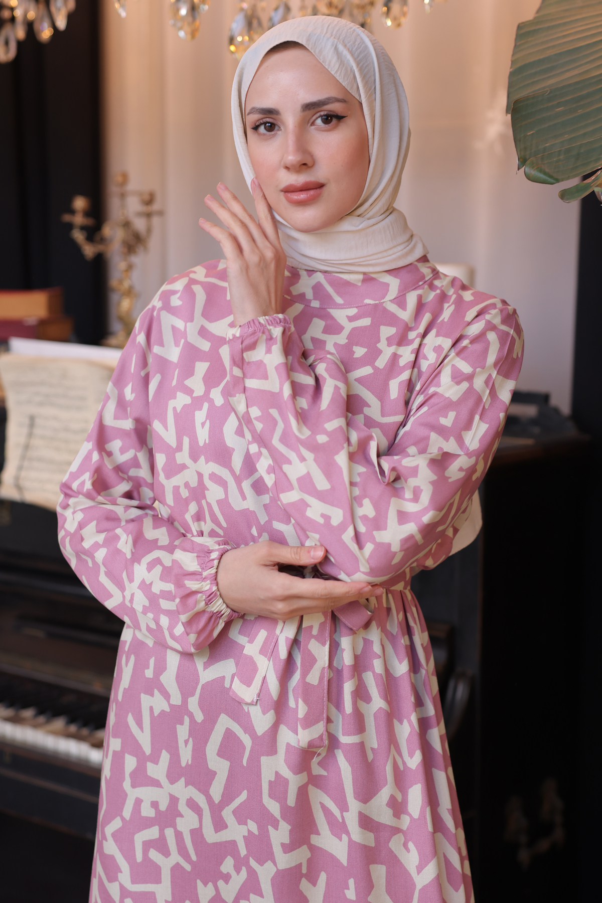 Desenli Elbise Pembe 12005 Desenli Elbise Pembe 12005