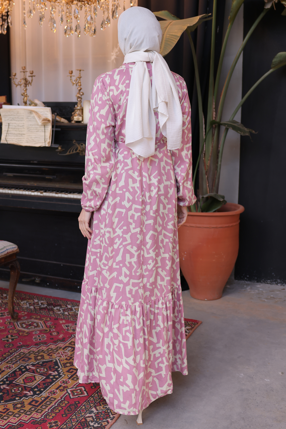 Desenli Elbise Pembe 12005 Desenli Elbise Pembe 12005