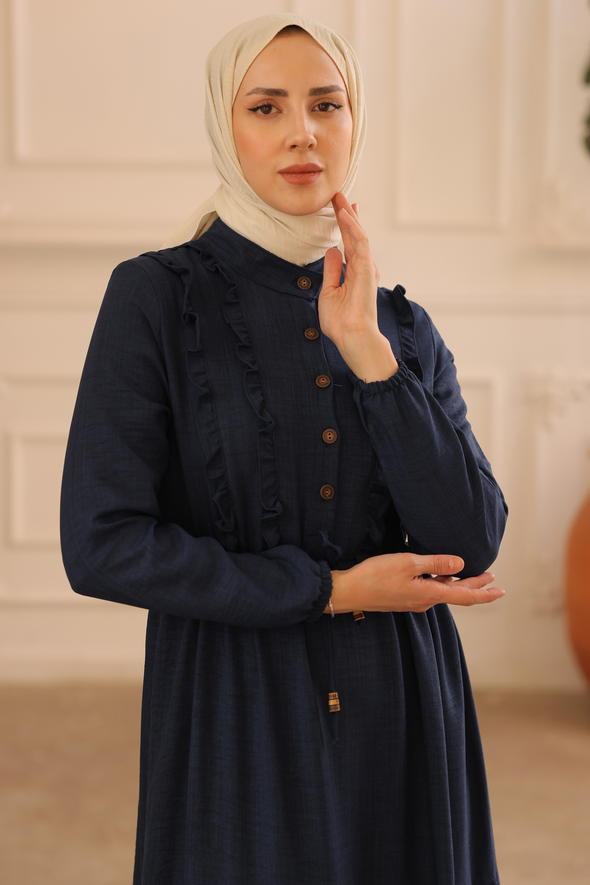 Fırfırlı Elbise Lacivert 6814 Fırfırlı Elbise Lacivert 6814