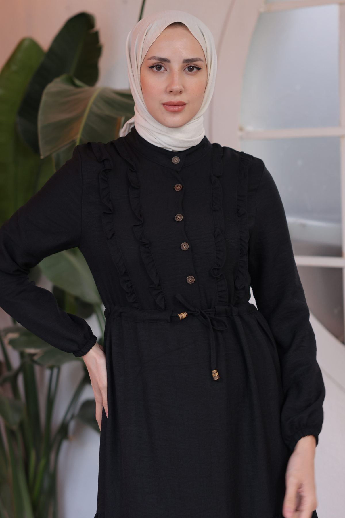 Fırfırlı Elbise Siyah 6814 Fırfırlı Elbise Siyah 6814