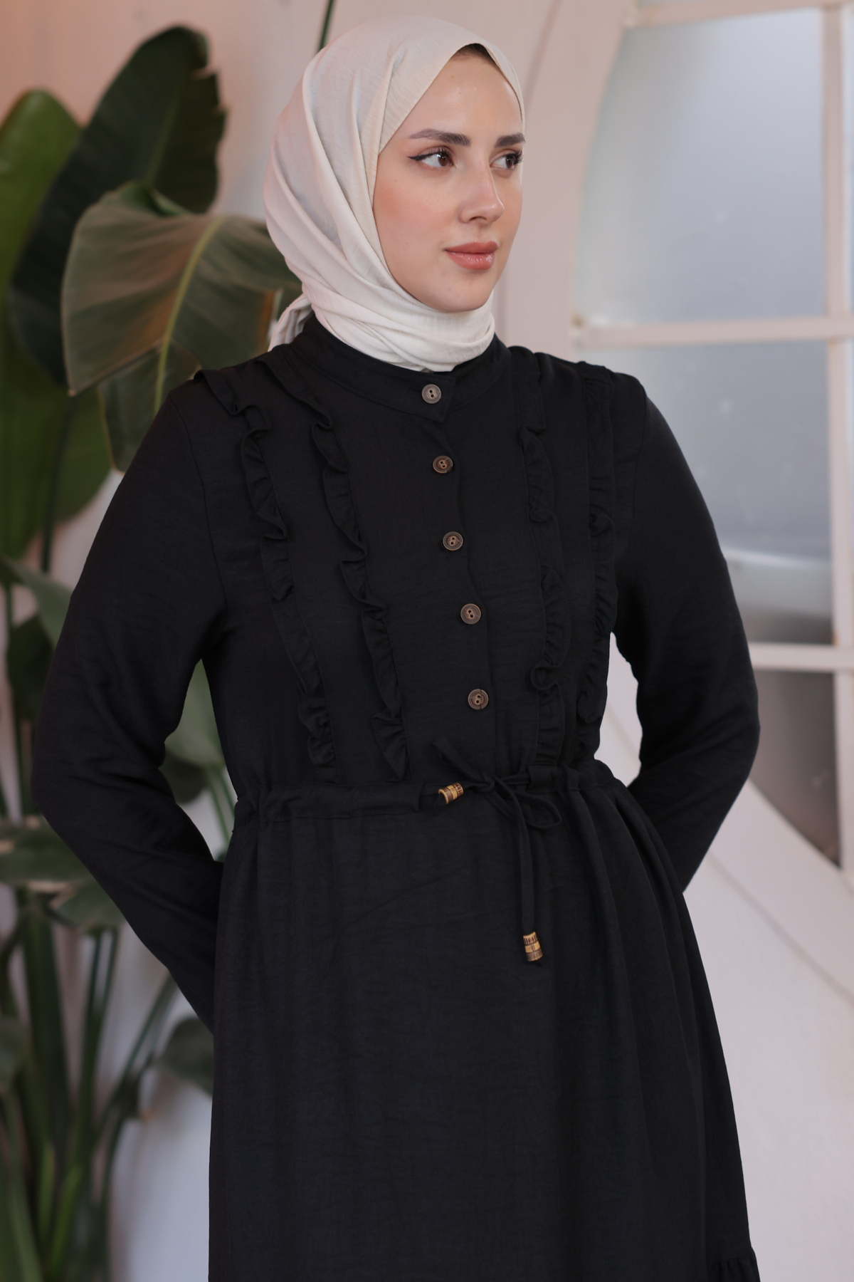 Fırfırlı Elbise Siyah 6814 Fırfırlı Elbise Siyah 6814