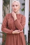  Fırfırlı Elbise Taba 6814