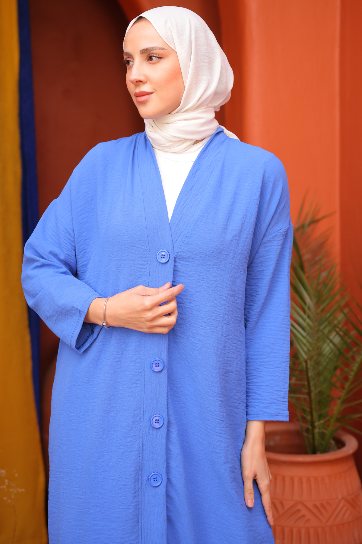 Düğmeli Hırka Saks Mavisi 3541-1 Düğmeli Hırka Saks Mavisi 3541-1