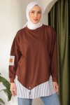 Eteği Çizgili Sweat Kahverengi 4117 Eteği Çizgili Sweat Kahverengi 4117