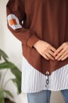 Eteği Çizgili Sweat Kahverengi 4117 Eteği Çizgili Sweat Kahverengi 4117