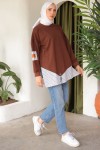 Eteği Çizgili Sweat Kahverengi 4117 Eteği Çizgili Sweat Kahverengi 4117