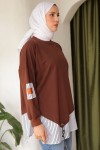 Eteği Çizgili Sweat Kahverengi 4117 Eteği Çizgili Sweat Kahverengi 4117