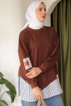 Eteği Çizgili Sweat Kahverengi 4117 Eteği Çizgili Sweat Kahverengi 4117