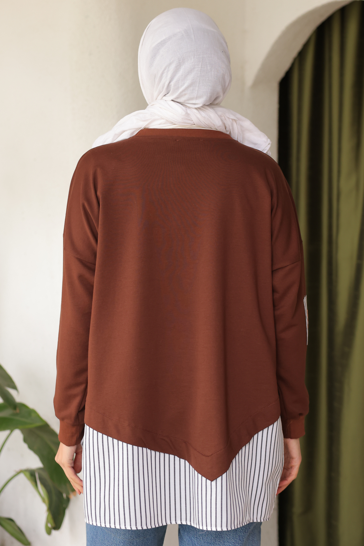 Eteği Çizgili Sweat Kahverengi 4117 Eteği Çizgili Sweat Kahverengi 4117