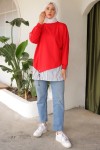 Eteği Çizgili Sweat Kırmızı 4117 Eteği Çizgili Sweat Kırmızı 4117