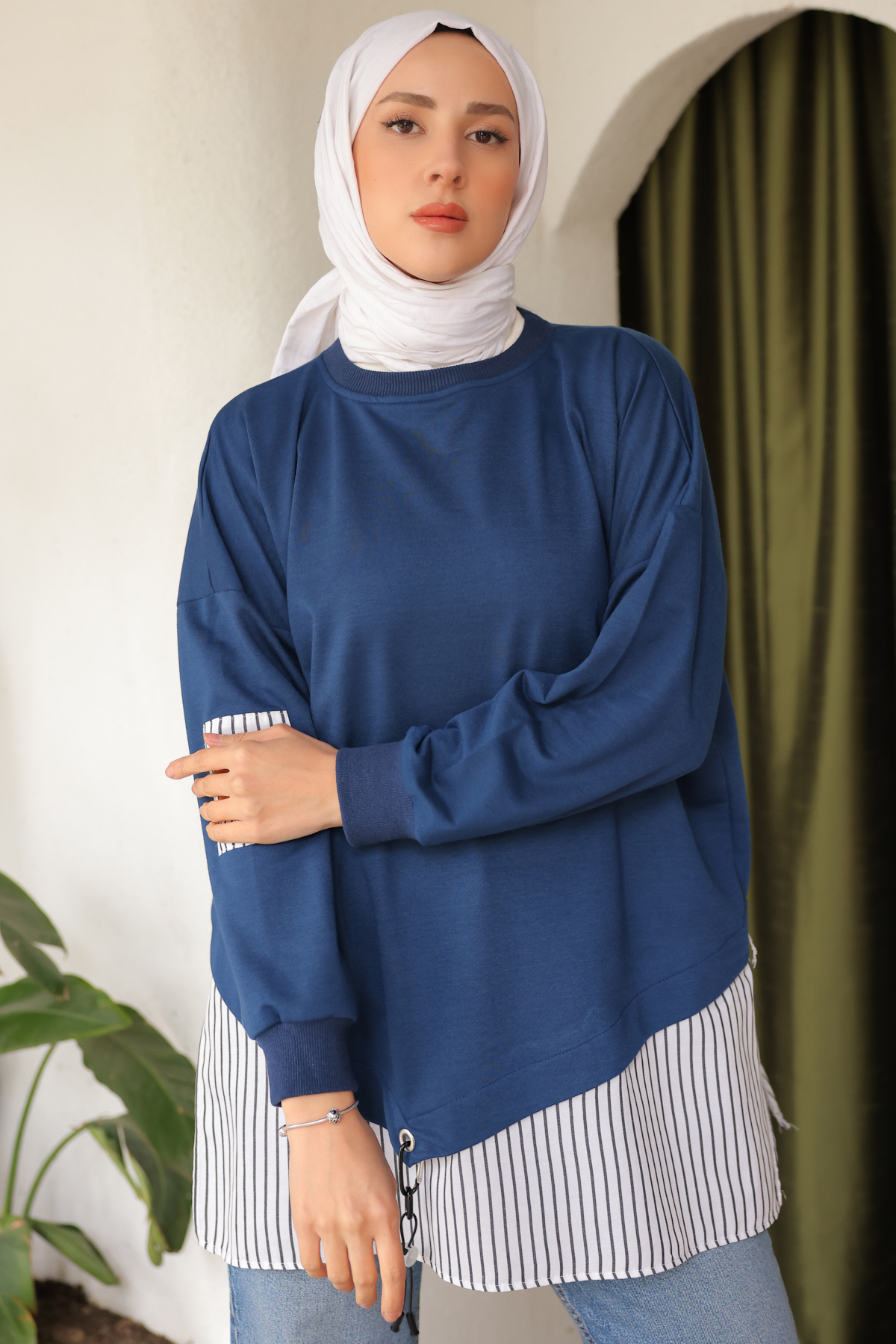 Eteği Çizgili Sweat Lacivert 4117 Eteği Çizgili Sweat Lacivert 4117