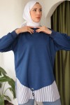 Eteği Çizgili Sweat Lacivert 4117 Eteği Çizgili Sweat Lacivert 4117