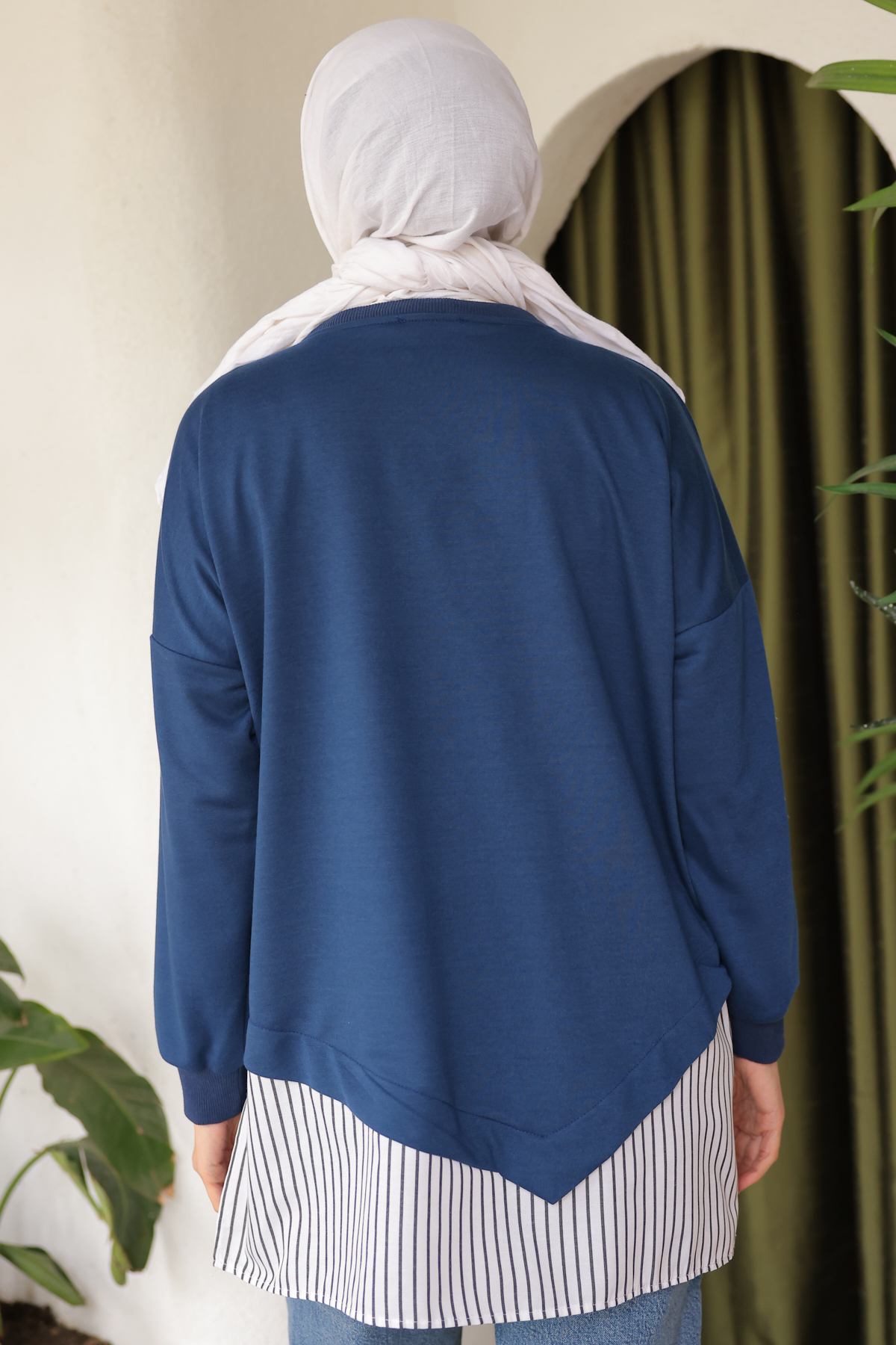 Eteği Çizgili Sweat Lacivert 4117 Eteği Çizgili Sweat Lacivert 4117