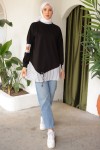 Eteği Çizgili Sweat Siyah 4117 Eteği Çizgili Sweat Siyah 4117