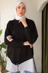 Eteği Çizgili Sweat Siyah 4117 Eteği Çizgili Sweat Siyah 4117