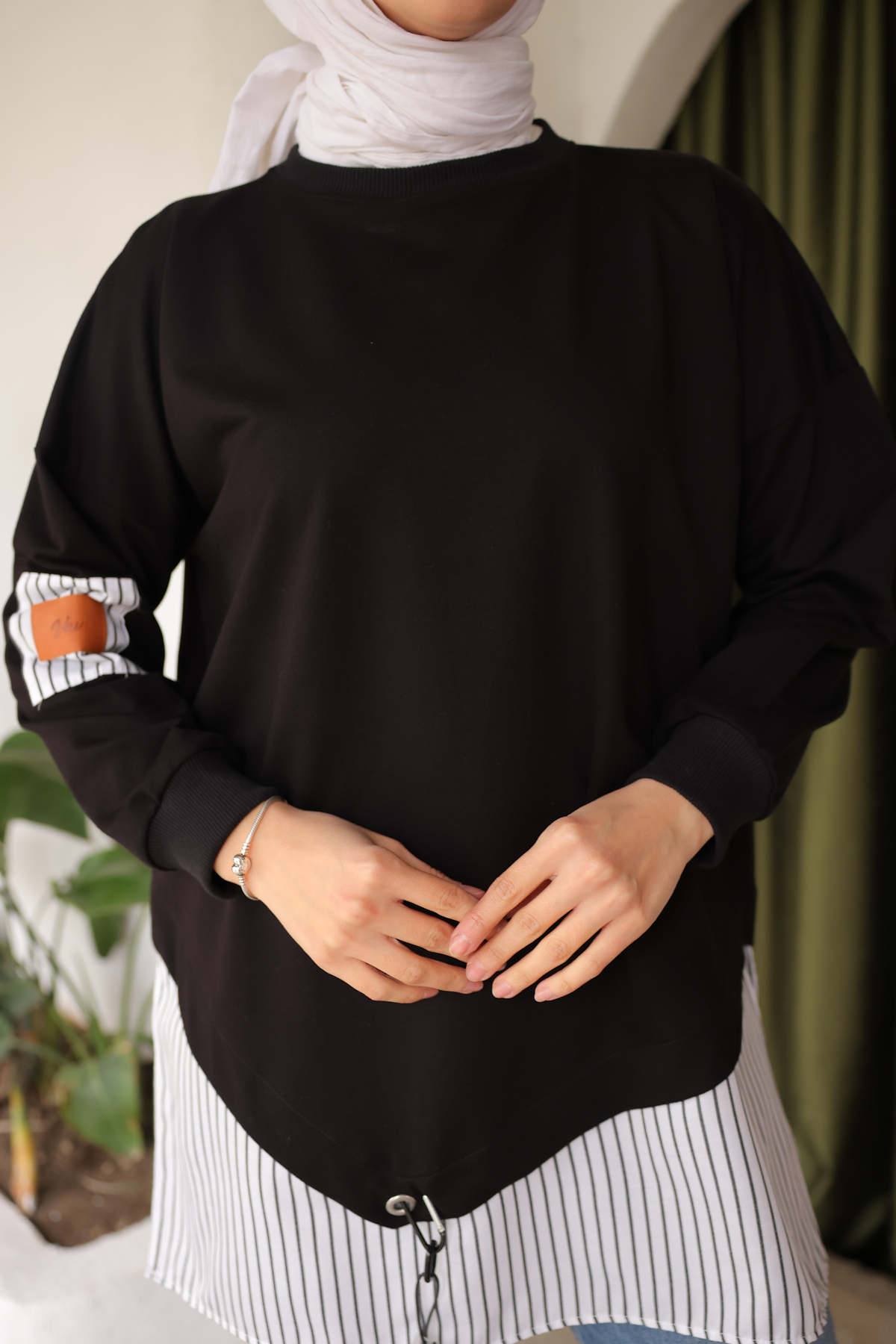 Eteği Çizgili Sweat Siyah 4117 Eteği Çizgili Sweat Siyah 4117