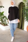 Eteği Çizgili Sweat Siyah 4117 Eteği Çizgili Sweat Siyah 4117