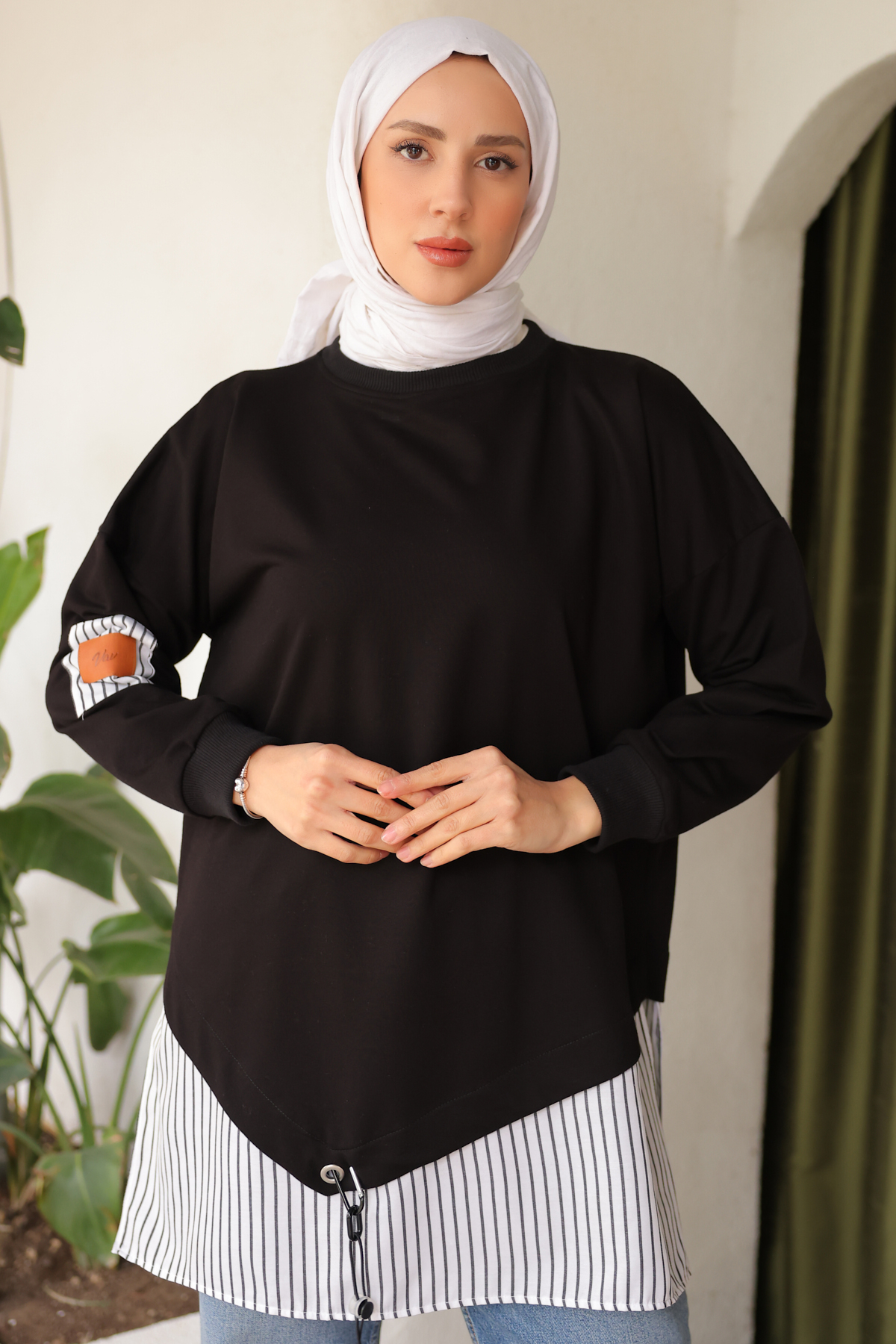 Eteği Çizgili Sweat Siyah 4117 Eteği Çizgili Sweat Siyah 4117