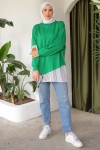 Eteği Çizgili Sweat Yeşil 4117 Eteği Çizgili Sweat Yeşil 4117